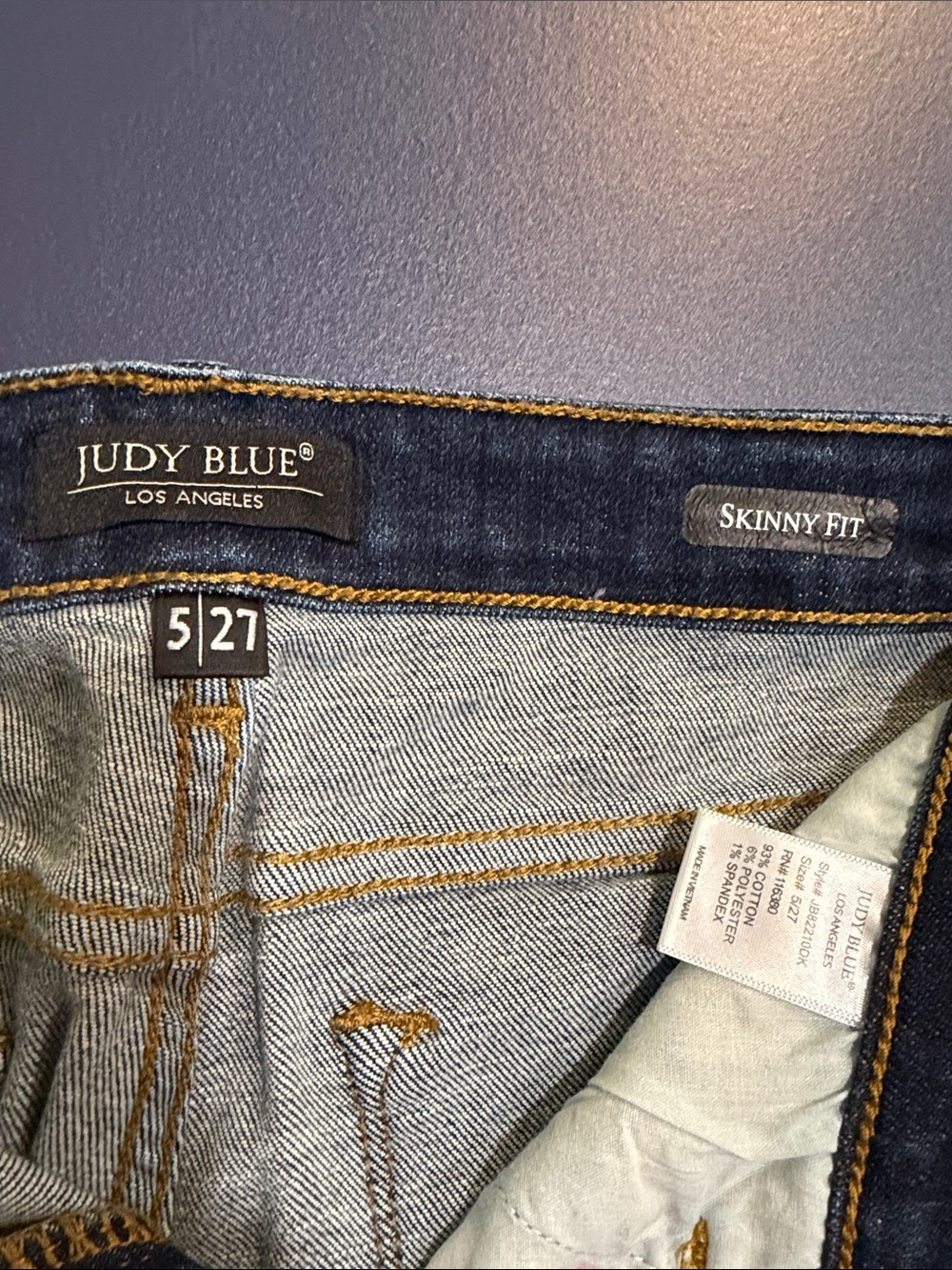 Judy Blue Dark Blue Distressed Skinny Jeans - Picture 2 of 5